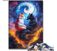 Puzzles 1000 pièces pour Adultes, Cadeaux Yin Yang Fox, Jeu Familial Anti-Stress, défi Difficile, Une œuvre d'art pour Les 14 Ans et Plus (Taille 26x38cm)