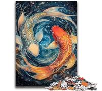 Puzzles 1000 pièces pour Adultes Cadeaux Yin Yang Koi Convient aux 14 Ans et Plus Convient aux Couples Cadeaux pour Les Amis et la Famille 50x75cm