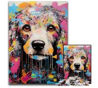 Puzzles 1000 pièces pour Adultes Caniche Graffiti Puzzles en Bois Jeu interactif Familial, Cadeau Artisanal avec Illustrations colorées 50x75cm / 19,68x29,52 Pouces