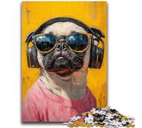 Puzzles 1000 pièces pour Adultes Carlin écoutant de la Musique Jeux de détente Jeu éducatif pour Anniversaire, Noël pour et 14 Ans et Plus 26x38cm