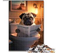 Puzzles 1000 pièces pour Adultes Carlin lisant Un Journal Puzzles en Bois pour Adultes Taille 50x75cm Activité familiale Amusante, défi cérébral, Cadeau Parfait pour Adolescent