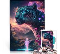 Puzzles 1000 pièces pour Adultes Cascade Jaguar Séjour Anti-Stress pour Tuer Le Temps Convient pour la décoration de Bureau 52x38cm