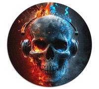 Puzzles 1000 pièces pour Adultes Casque Tête de Mort Puzzles Ronds 1000 pièces pour Adultes Jeu Familial interactif, défi cérébral, Jouet éducatif 1000 pièces (67,5x67,5cm)