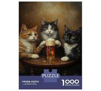 Puzzles 1000 Pièces pour Adultes Cats at The Bar -1 Puzzles pour Adultes, Jouet, Décoration Murale, Amusant Et Humoristique, Idéal pour Stimuler Le Cerveau 52x38cm/1000pcs