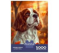 Puzzles 1000 Pièces pour Adultes Cavalier King Charles Spaniel Autumn Portrait Adolescents Puzzles Jeux De Détente Cadeaux pour Femmes Cadeaux pour Amis Et Famille 52x38cm/1000pcs
