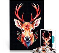 Puzzles 1000 pièces pour Adultes Cerf Difficile à réaliser mais Amusant et Humoristique avec Affiche et Feuille de Questions correspondantes 52x38cm