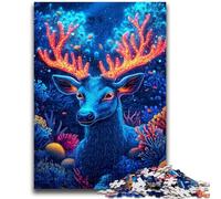Puzzles 1000 pièces pour Adultes Cerf psychédélique Aide Le Cerveau à exercer Jouets addictifs pour cultiver la Patience Une œuvre d'art 50x75cm