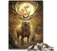 Puzzles 1000 pièces pour Adultes, Cerf sous la Lune, 1000 pièces pour Adolescents, Jouets éducatifs, Jeux Anti-Stress, Cadeaux d'anniversaire Uniques (75x50cm)