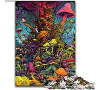 Puzzles 1000 pièces pour Adultes Champignons Magiques en Bois, décoration Artistique DIY Parfaite ou Cadeau d'anniversaire 50x75cm pour Anniversaire, Vacances, Noël, Halloween