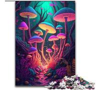 Puzzles 1000 pièces pour Adultes Champignons psychédéliques en Bois, décoration Artistique DIY Parfaite ou Cadeau d'anniversaire 50x75cm pour Anniversaire, Vacances, Noël, Halloween