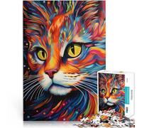 Puzzles 1000 pièces pour Adultes Chat Abstrait Difficile à réaliser mais Amusant et Humoristique décoration Murale 52x38cm