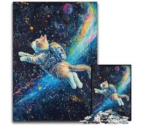 Puzzles 1000 pièces pour Adultes Chat dans l'espace Puzzles en Carton Design Complexe pour Adolescents, décoration DIY et Divertissement Stimulant pour Le Cerveau 26x38cm