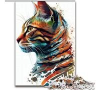 Puzzles 1000 pièces pour Adultes Chat du Bengale Pop Art Puzzles Animaux pour Adultes 1000 pièces Casse-tête Stimulant pour Les Adolescents,Parfait pour la décoration intérieure ou comme Cadeau