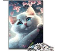 Puzzles 1000 pièces pour Adultes Chat et Fleurs Puzzles en Carton, pour la Famille et Les Amis, défi cérébral 1000 pièces(26x38cm)