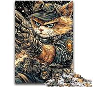 Puzzles 1000 pièces pour Adultes Chat Guerrier Jeu Familial Soulagement du Stress Défi Difficile Convient aux Couples 26x38cm
