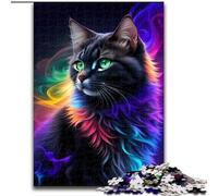 Puzzles 1000 pièces pour Adultes Chat Noir Mystique 1000 pièces Puzzles pour Adultes Jeu Familial interactif, Décoration d'intérieur DIY, Cadeau Stimulant (Taille 50x75cm)
