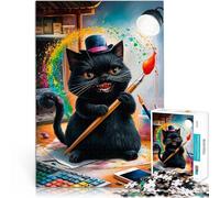Puzzles 1000 pièces pour Adultes Chat Peintre Galactique Jouet éducatif intellectuel décompressant Œuvre d'art 75x50cm