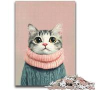 Puzzles 1000 pièces pour Adultes Chat Portant Un Foulard Puzzles pour Adultes, Apprentissage éducatif pour est idéal comme Cadeau pour Toute la Famille (75x50cm)