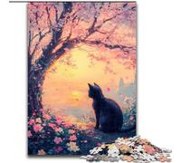 Puzzles 1000 pièces pour Adultes Chat sous Les cerisiers en Fleurs, à partir de 14 Ans Chaque pièce est Unique Un Jeu Amusant et Stimulant pour Toute la Famille Bon Cadeau (Taille 26x38cm)