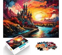 Puzzles 1000 pièces pour Adultes Château coloré au Coucher du Soleil Décoration d'intérieur Puzzle 26x38cm Cadeaux pour Amis et Famille pour Adolescents 14 Ans et Plus