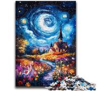 Puzzles 1000 pièces pour Adultes Château du Ciel Nocturne Jeu Familial Soulagement du Stress Défi Difficile Convient aux Couples 26x38cm