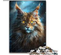 Puzzles 1000 pièces pour Adultes Chats du Maine colorés en Bois, Cadeau pour Hommes et Femmes, Quotidien et Occasions spéciales 50x75cm Activité de Jeu familiale captivante