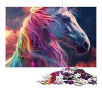 Puzzles 1000 pièces pour Adultes Cheval Arc-en-Ciel Puzzles en Carton Jeu de défi cérébral pour Adolescents et Interaction familiale 26x38cm / 10,23x14,96 Pouces