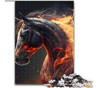 Puzzles 1000 pièces pour Adultes, Cheval Noir, en Bois, Cadeau de Noël, idéal pour Le Bureau, la Chambre ou Le Salon, 1000 pièces(50x75cm)