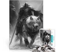 Puzzles 1000 pièces pour Adultes Chevalier médiéval sur Loup Fabriqué en Carton Convient aux 14 Ans et Plus Soulagement du Stress Cadeaux intéressants pour réduire Le Stress。Taille：26x38cm