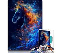 Puzzles 1000 pièces pour Adultes Chevaux avec éclairs, activité Amusante pour la Maison, Jouets pour Les Jours de Pluie, Cadeaux d'anniversaire (Taille 38x26cm)