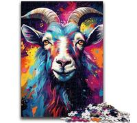 Puzzles 1000 pièces pour Adultes Chèvre colorée Bizarre Jeu Stimulant et Jeu Familial avec pièces entièrement emboîtables de Formes aléatoires 26x38cm