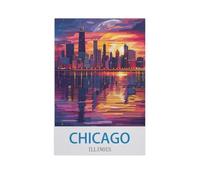 Puzzles 1000 Pièces pour Adultes，Chicago, Illinois，Puzzle 1000 Pièces pour Adultes Jeu Jouets Cadeau Puzzle 1000 Pièces pour Cadeau Éducatif Adulte（50x70cm）-GC39
