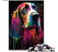 Puzzles 1000 pièces pour adultes Chien Beagle coloré en bois, ce qui en fait un excellent cadeau pour s'amuser en famille 50x75cm pour les vacances, les anniversaires et les soirées de jeux en famille