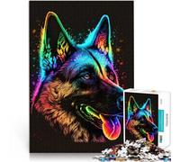 Puzzles 1000 pièces pour Adultes Chien Néon Animal Séjour Anti-Stress pour Tuer Le Temps Liste de souhaits avec Le Père Noël 75x50cm
