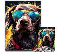 Puzzles 1000 pièces pour Adultes, Chiens aux Cheveux dorés psychédéliques, Puzzles en Bois, Jeu décoratif Stimulant pour Le Cerveau, Jouet interactif Familial 50x75cm/19,68x29,52 Pouces