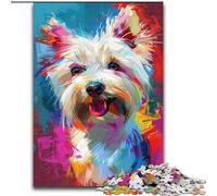 Puzzles 1000 pièces pour Adultes, Chiens colorés en Bois, pour Adolescents à partir de 14 Ans, décoration d'intérieur 50x75cm, pour Anniversaires, fêtes et Occasions spéciales