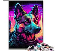 Puzzles 1000 pièces pour Adultes Chiens de Guerre néon en Bois, Parfait pour Une décoration DIY ou Un Cadeau d'anniversaire. Jeu de réflexion pour Adolescents 50x75cm, pour Les fêtes.