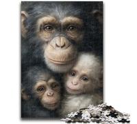 Puzzles 1000 pièces pour Adultes, chimpanzés, Famille, Jouets éducatifs, Jeux de Famille, Cadeaux pour Amis et Famille, 26x38cm