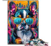 Puzzles 1000 pièces pour Adultes Chiot Boxer avec écouteurs, Aide Le Cerveau à exercer des Jouets addictifs pour cultiver la Patience Décoration Parfaite (Taille 50x75cm)