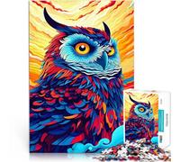 Puzzles 1000 pièces pour Adultes Chouette colorée Compétition de Vitesse Manuelle avec des pièces de Formes aléatoires entièrement imbriquées 52x38cm