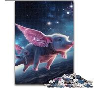 Puzzles 1000 pièces pour Adultes Ciel étoilé Cochon Rose Puzzles Taille 26x38cm Parfait pour s'amuser en Famille, Jeux de société, Cadeaux de fête d'anniversaire