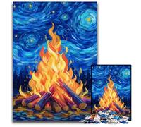 Puzzles 1000 pièces pour Adultes, Ciel étoilé, feu de Joie, Puzzles en Bois, pour Les Adolescents, Les Couples et Les Amis pour Les Anniversaires et Noël 50x75cm