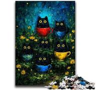 Puzzles 1000 pièces pour Adultes Ciel Nocturne Le Chat de Van Gogh Jouets éducatifs Jeux familiaux Renforcer l'amour Entre Couples 50x75cm