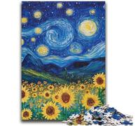 Puzzles 1000 pièces pour Adultes, Ciel Nocturne, tournesols, pour Adolescents, Anti-Stress, défi Difficile, Cadeaux du Père Noël Secret (26x38cm)