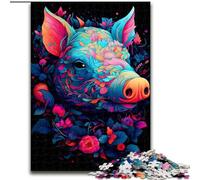 Puzzles 1000 pièces pour Adultes Cochon en Bois, Parfait pour Une décoration DIY ou Un Cadeau d'anniversaire. Jeu de réflexion pour Adolescents, Cadeau de Vacances idéal.