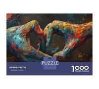 Puzzles 1000 Pièces pour Adultes Colorful Hands Heart Shape Adolescents Puzzles Jeux De Détente Cadeaux pour Femmes Cadeaux pour Amis Et Famille 70x50cm/1000pcs