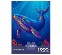 Puzzles 1000 Pièces pour Adultes Colorful Whale in Deep Blue Sea Pop Art Puzzle pour Adultes, Jouet, Décoration Murale, Décoration Intérieure, Défi À Réaliser 52x38cm/1000pcs
