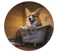 Puzzles 1000 pièces pour Adultes Corgi lisant Un Journal Puzzles pour Adultes Idée Cadeau d'anniversaire, Jeu de réflexion Stimulant 67,5 x 67,5 cm