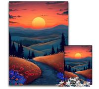Puzzles 1000 pièces pour Adultes Coucher de Soleil sur la Route Puzzles pour Adultes Casse-tête à Faire soi-même, Jeu Familial idéal ou Cadeau décoratif 50x75cm/19,68x29,52 Pouces