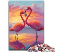 Puzzles 1000 pièces pour Adultes Couple de Flamants Roses pour Les 14 Ans et Plus Jeux de Famille Jeu de Noël Cadeaux pour Femmes 50x75cm